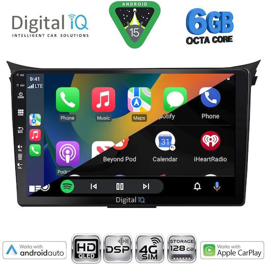 Digital IQ Car Audio System for Hyundai i30 2012-2017 (Bluetooth/USB/WiFi/GPS/Apple CarPlay/Android Auto) with 9" Touch Screen