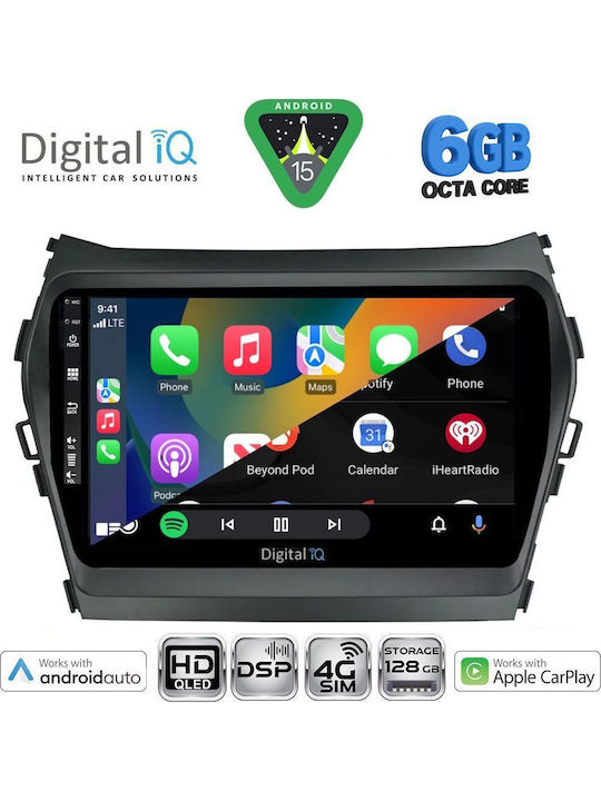 Digital IQ Car Audio System for Hyundai iX45 / Santa Fe 2013-2017 Bluetooth USB WiFi GPS Apple CarPlay Android Auto with 9" Touch Screen