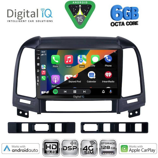 Digital IQ Ηχοσύστημα Αυτοκινήτου για Hyundai Santa Fe 2005-2013 (Bluetooth/USB/WiFi/GPS/Apple-Carplay/Android-Auto) με Οθόνη Αφής 9"