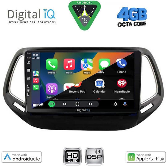 Digital IQ Car Audio System for Jeep Compass 2016-2021 (Bluetooth/USB/WiFi/GPS/Apple CarPlay/Android Auto) with 10" Touch Screen