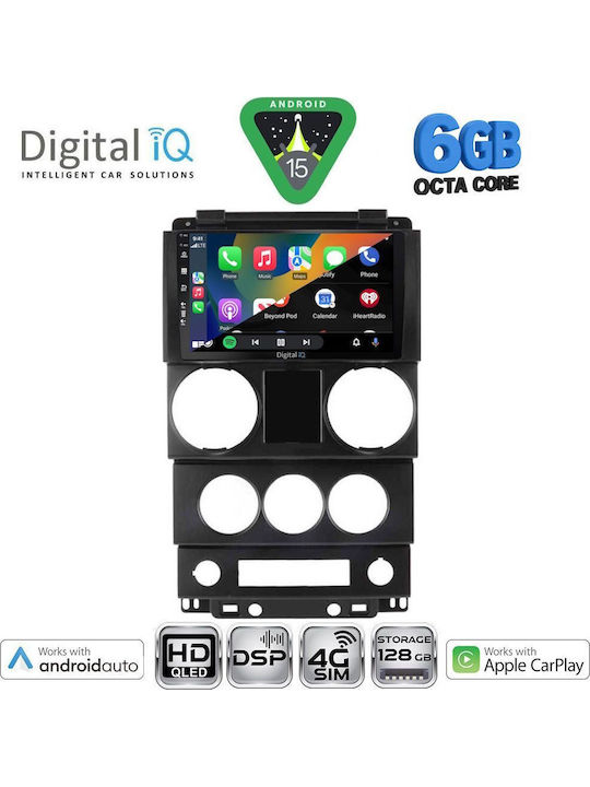 Digital IQ Car Audio System for Jeep Wrangler 2006-2011 Bluetooth USB WiFi GPS Apple CarPlay Android Auto with 9" Touch Screen