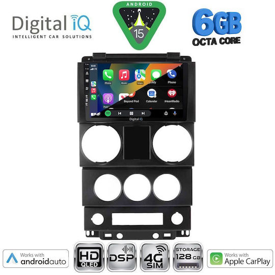 Digital IQ Ηχοσύστημα Αυτοκινήτου για Jeep Wrangler 2006-2011 (Bluetooth/USB/WiFi/GPS/Apple-Carplay/Android-Auto) με Οθόνη Αφής 9"