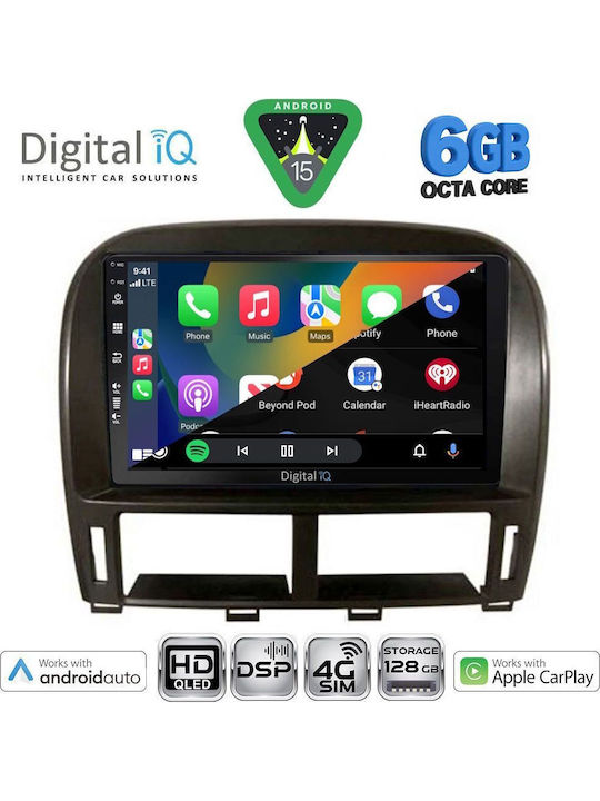 Digital IQ Car Audio System for Jaguar XF Lexus LS 2000-2006 Bluetooth USB WiFi GPS Apple CarPlay Android Auto with 9" Touch Screen