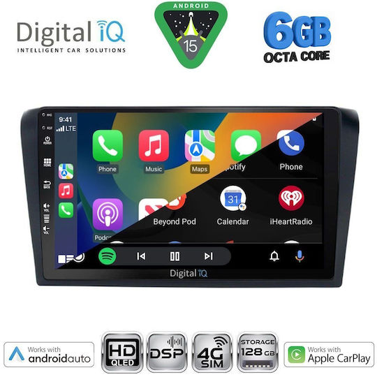 Digital IQ Car Audio System for Mazda 3 2003-2008 Bluetooth USB WiFi GPS Apple CarPlay Android Auto with 9" Touch Screen