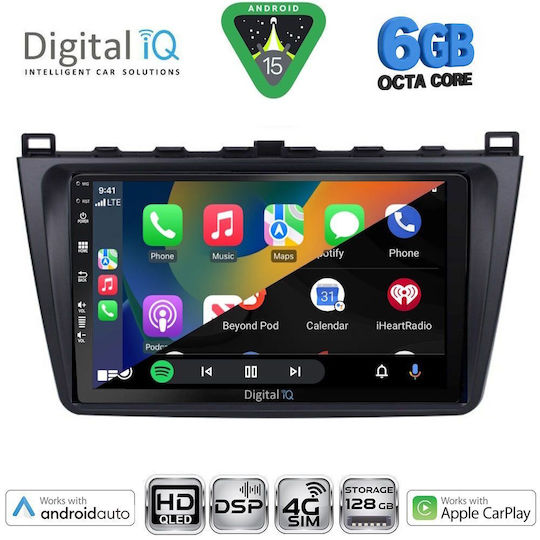 Digital IQ Sistem Audio Auto Pentru Mazda 6 2008-2012 Bluetooth USB Wi-Fi GPS Apple CarPlay Android Auto Cu Ecran Tactil 9"