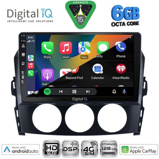 Digital IQ Car Audio System for Mazda MX-5 2005-2015 (Bluetooth/USB/WiFi/GPS/Apple CarPlay/Android Auto) with 9" Touch Screen