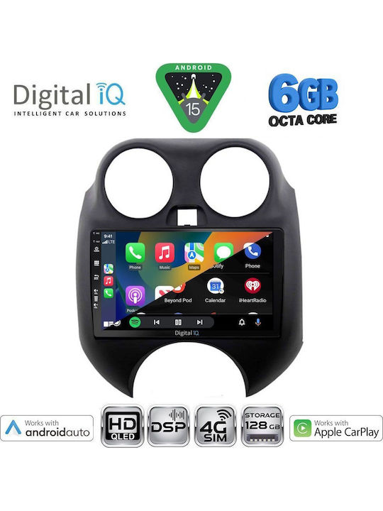 Digital IQ Car Audio System for Nissan Micra 2010-2014 Bluetooth USB WiFi GPS Apple CarPlay Android Auto with 9" Touch Screen