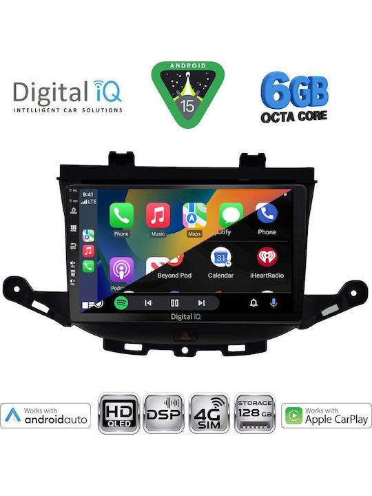 Digital IQ Car Audio System for Opel Astra 2015-2023 (Bluetooth/USB/WiFi/GPS/Apple CarPlay/Android Auto) with 9" Touch Screen