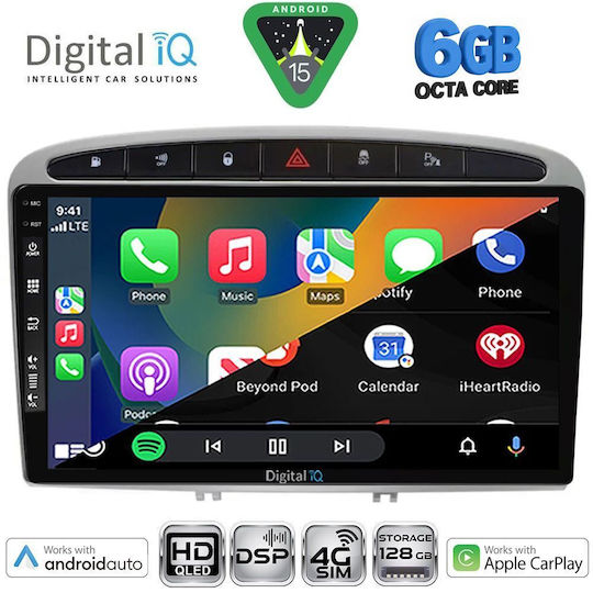 Digital IQ Ηχοσύστημα Αυτοκινήτου για Peugeot 308 / RCZ 2007-2012 (Bluetooth/USB/WiFi/GPS/Apple-Carplay/Android-Auto) με Οθόνη Αφής 9"