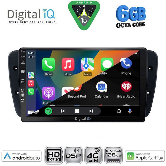 Digital IQ Car Audio System for Seat Ibiza 2008-2015 (Bluetooth/USB/WiFi/GPS/Apple CarPlay/Android Auto) with 9" Touch Screen
