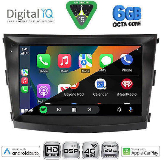 Digital IQ Car Audio System for Ssangyong Tivoli Bluetooth USB WiFi GPS Apple CarPlay Android Auto with 9" Touch Screen