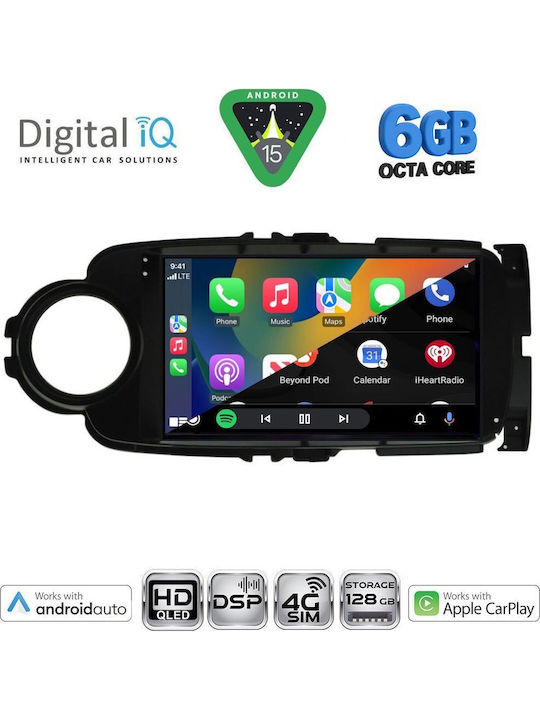 Digital IQ Car Audio System for Toyota Yaris 2011-2015 Bluetooth USB WiFi GPS Apple CarPlay Android Auto with 9" Touch Screen