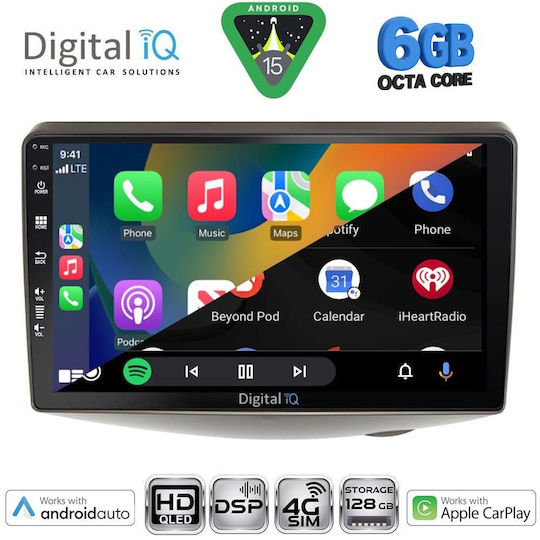 Digital IQ Car Audio System for Toyota Yaris 1999-2006 Bluetooth USB Wi-Fi GPS Apple CarPlay Android Auto with 9 Inch Touch Screen DIGITAL IQ BXF 17735 CPAA DASH