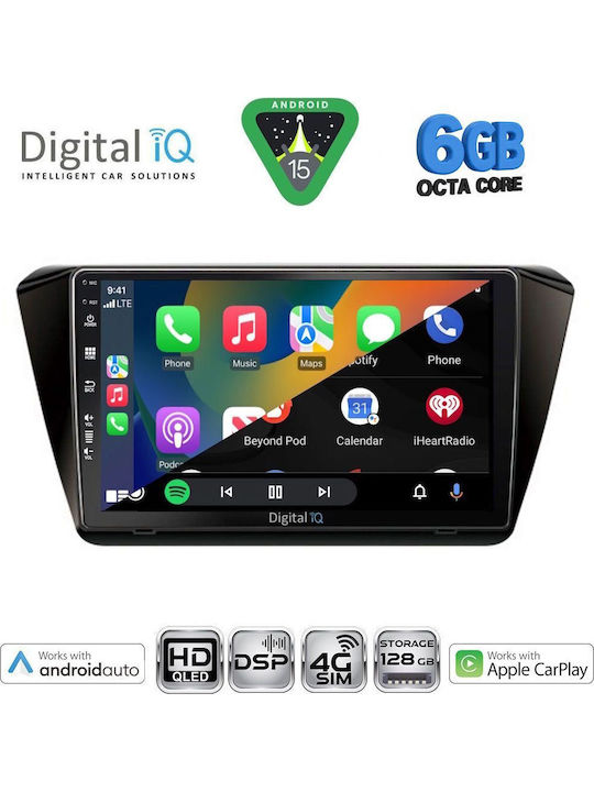 Digital IQ Car Audio System for Skoda Superb 2015-2023 Bluetooth USB WiFi GPS Apple CarPlay Android Auto with 10" Touch Screen