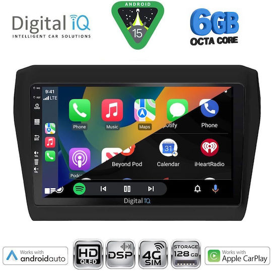 Digital IQ Car Audio System for Suzuki Swift 2017-2022 (Bluetooth/USB/WiFi/GPS/Apple CarPlay/Android Auto) with 9" Touch Screen