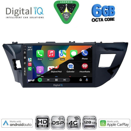 Digital IQ Ηχοσύστημα Αυτοκινήτου για Toyota Corolla 2013-2016 (Bluetooth/USB/WiFi/GPS/Apple-Carplay/Android-Auto) με Οθόνη Αφής 10"