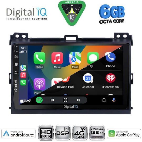 Digital IQ Ηχοσύστημα Αυτοκινήτου για Toyota Land Cruiser 2002-2008 (Bluetooth/USB/WiFi/GPS/Apple-Carplay/Android-Auto) με Οθόνη Αφής 9"
