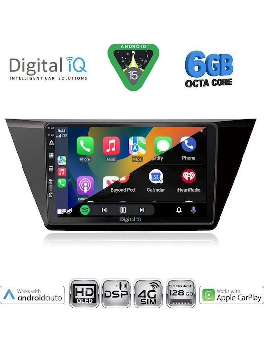 Digital IQ Car Audio System for Volkswagen Touran 2016-2022 Bluetooth USB WiFi GPS Apple CarPlay Android Auto with 10" Touch Screen