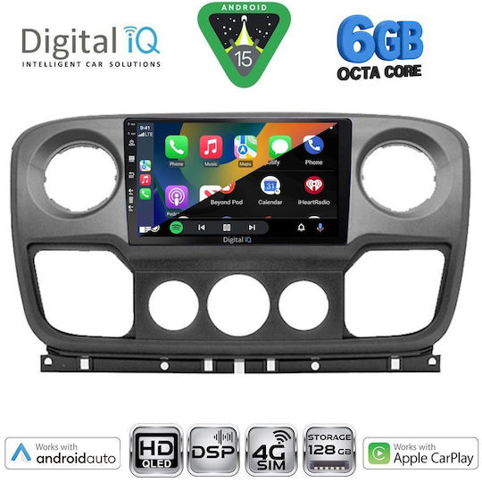 Digital IQ Car Audio System for Opel Movano Renault Master Nissan NV400 2010-2020 (Bluetooth/USB/WiFi/GPS/Apple CarPlay/Android Auto) with 10" Touch Screen