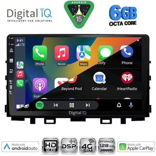 Digital IQ Car Audio System for Kia Rio / Stonic 2018-2023 (Bluetooth/USB/WiFi/GPS/Apple CarPlay/Android Auto) with 9" Touch Screen