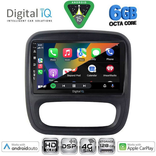 Digital IQ Car Audio System for Opel Vivaro Renault Trafic Nissan NV300 2014-2019 Bluetooth USB WiFi GPS Apple CarPlay Android Auto with 9" Touch Screen
