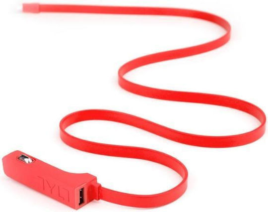 Tylt Ribbn Handy-Autoladegerät 4.8A mit 1xUSB-A und Lightning Kabel Rot Farbe