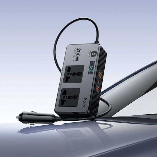 Hoco Z66 Φορτιστής Αυτοκινήτου 200W με Θύρες: 3xUSB-A Μαύρο Χρώμα