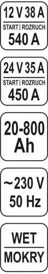 Yato Стартер Зарядно Устройство За Автомобилна И Камионна Батерия 12/24V