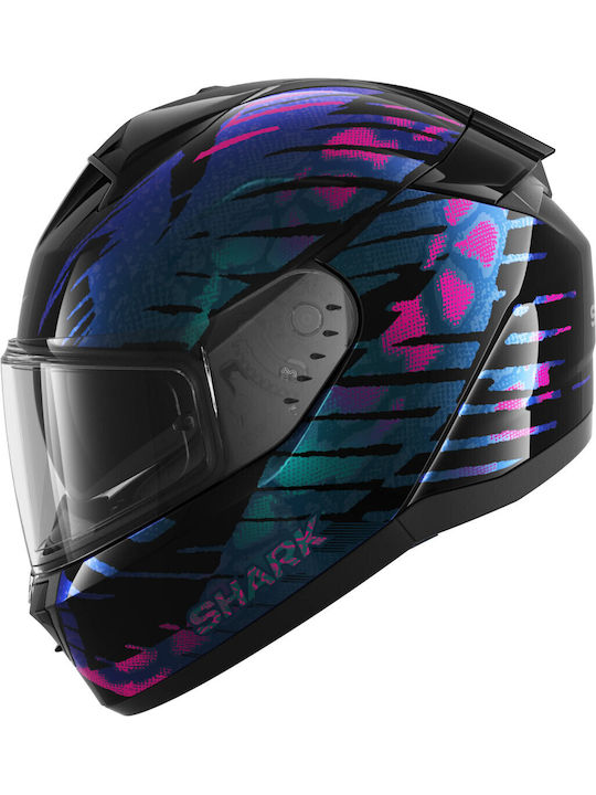 Shark Ridill 2 Reptaia Schwarze Violette Glitzer Motorradhelm Vollgesicht ECE 22.06 1470gr mit Sunvisor