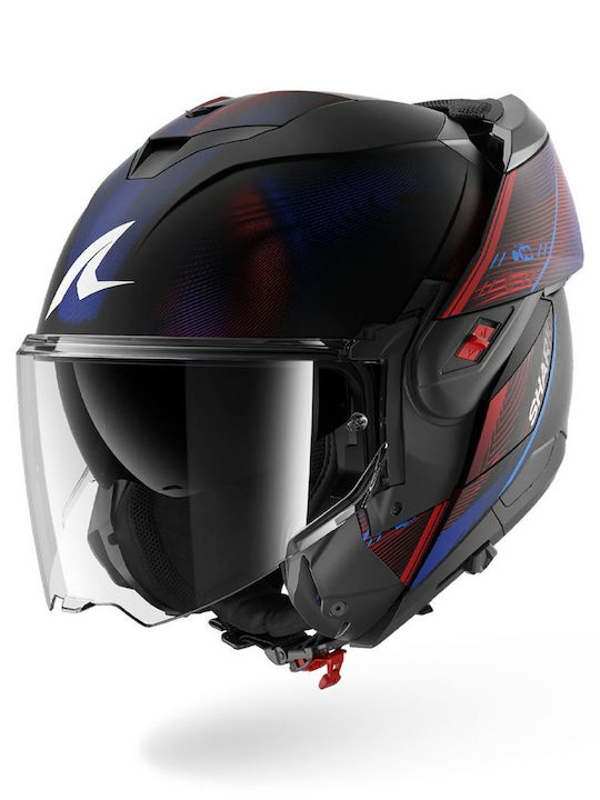 Shark Oxo Speed-Tech Schwarz/Blau/Rot Motorradhelm Modular ECE 22.06 1660gr mit Sunvisor