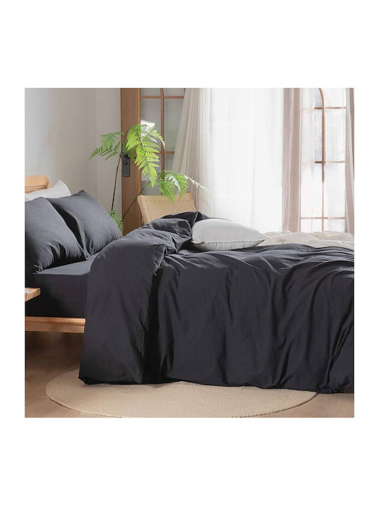 Kotonia Home Set Huse Pentru Pilote 100% Bumbac 180x200cm Semi-dublu Cu Față De Pernă Gri