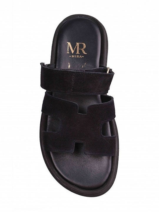 Leather Women's Flat Sandals Black
