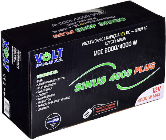 Volt Polska Inverter für Autos 5000W zur Umwandlung von 12V DC in 230V AC