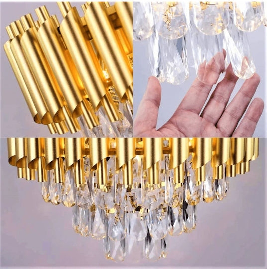 Lightplanet Adjustable Gold Ceiling Light with Crystals 30cm