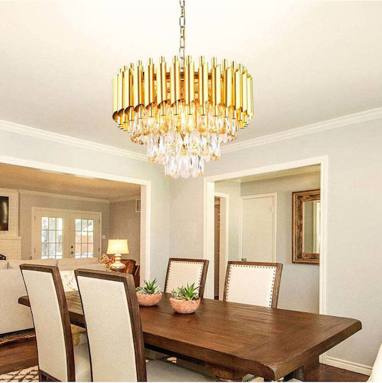 Lightplanet Adjustable Gold Ceiling Light with Crystals 30cm