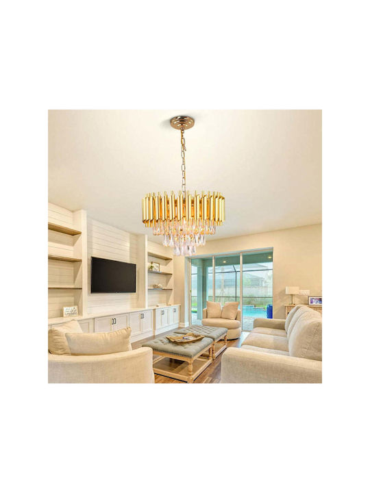 Lightplanet Verstellbare Deckenleuchte Gold mit Kristallen