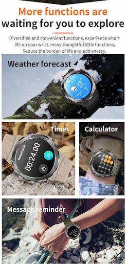 Microwear MK68 Smartwatch mit Herzfrequenzsensoren Schwarz Silikon