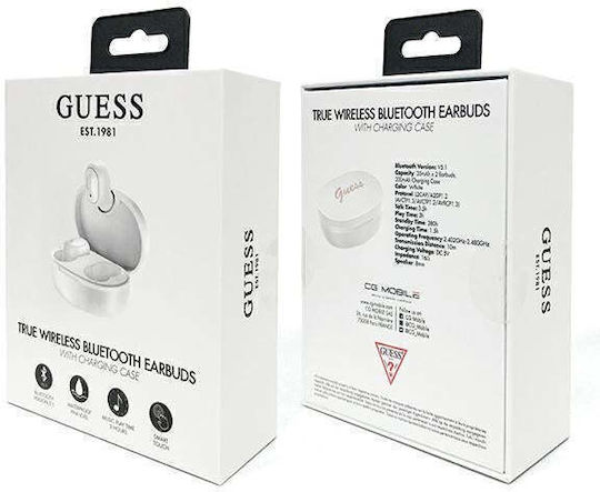 Guess GUTWST30 In-Ear Bluetooth-Freisprecheinrichtung Kopfhörer mit Ladeetui Weiß