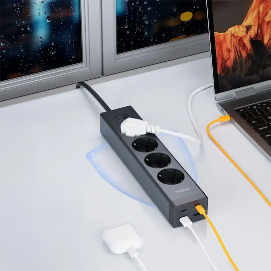 Tessan Πολύπριζο 4 Θέσεων με 2 USB-A, 2 USB-C, Διακόπτη και Καλώδιο 2m