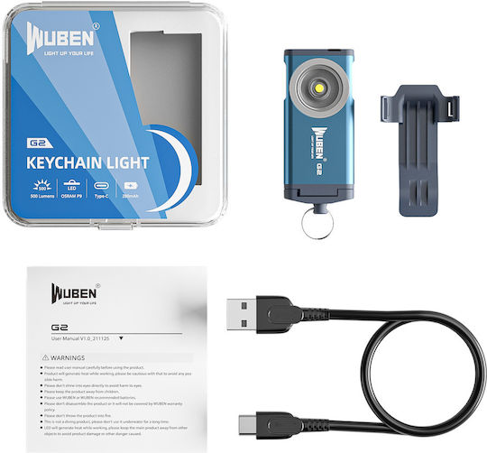 Wuben Wiederaufladbarer Schlüsselanhänger LED Taschenlampe mit Maximaler Helligkeit 500lm
