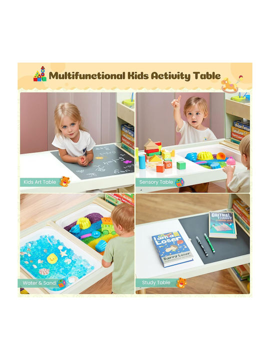 Kids Table Set with Chairs for Painting Beige