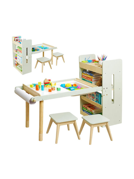 Kids Table Set with Chairs for Painting Beige