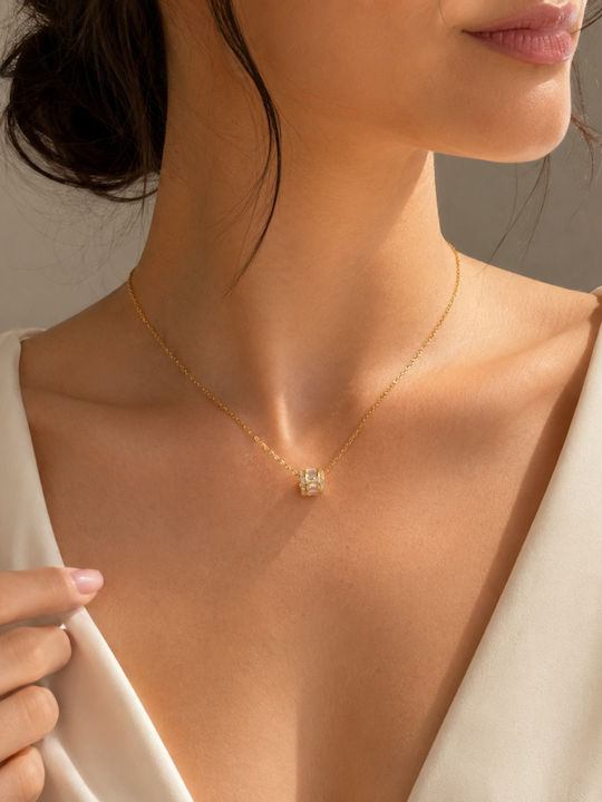 Breeze Colier din Argint Placat cu Aur cu Zircon