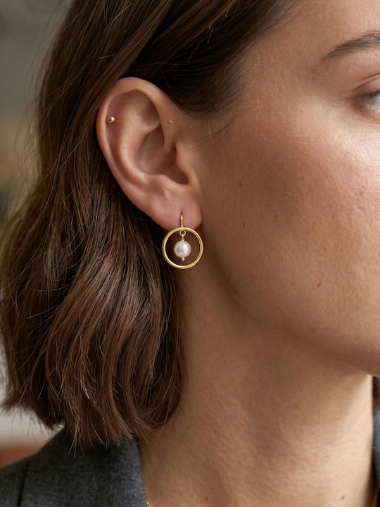 Loisir Earrings from Silver Gold Plated with Pearls
