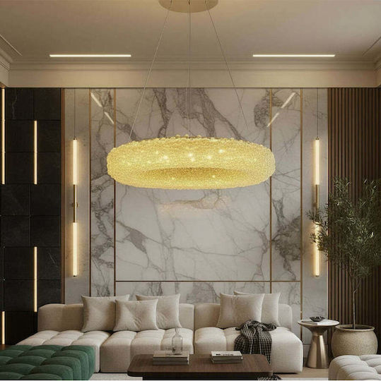 Lightplanet Κρεμαστό Φωτιστικό Χρυσό LED με Κρύσταλλα
