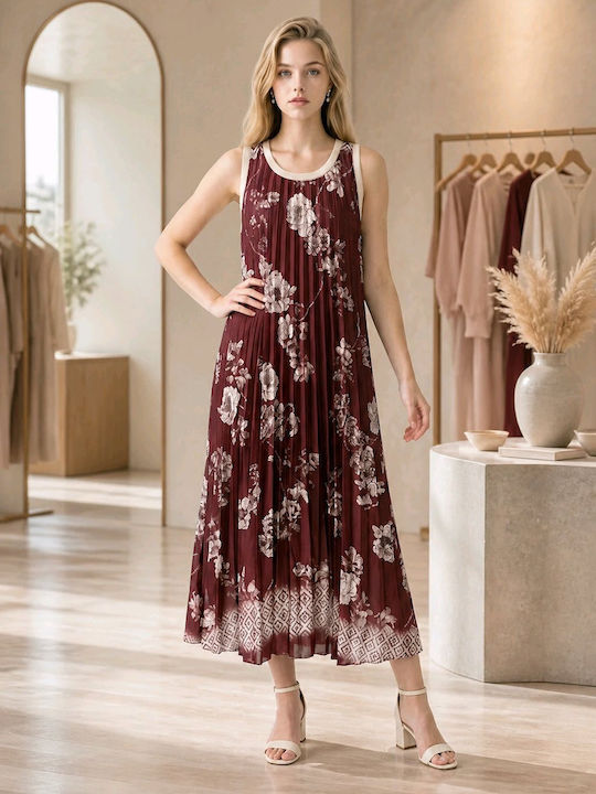 Summer Midi Dress Burgundy