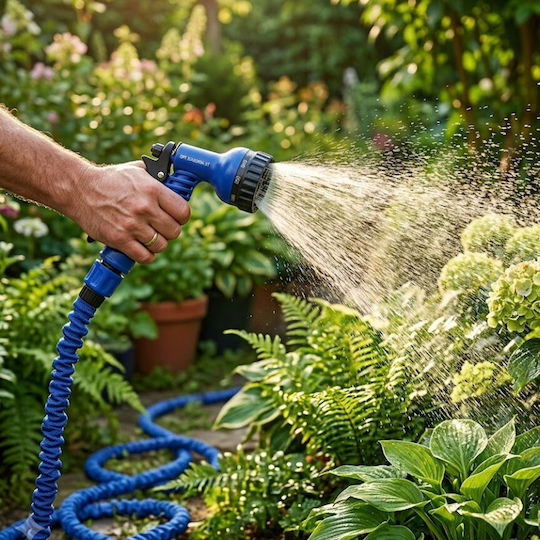 Avizar Expandable Garden Hose 15m Spray Gun Blue