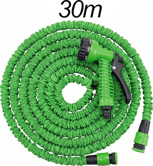 Avizar Expandable Garden Hose 30m Spray Gun Green