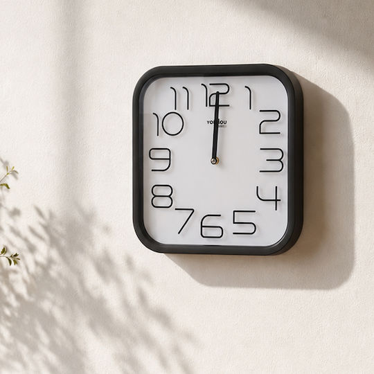 Avizar Quadratische Wanduhr Leise Bewegung 33x33cm Schwarze