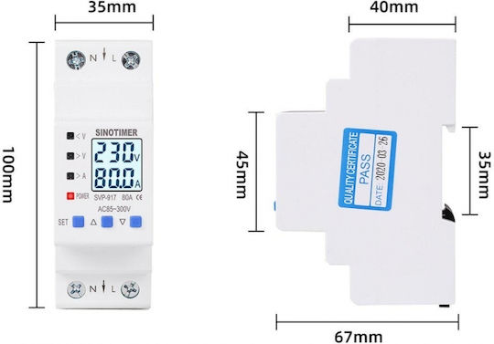 Sinotimer Instrument de Măsură pentru Panou Electric Digital pe Șină Monofazat